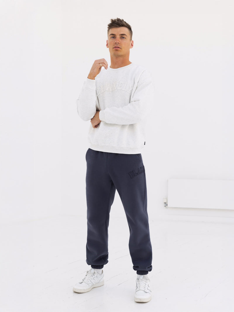 Tonal Varsity Relaxed Sweater - Marl White
