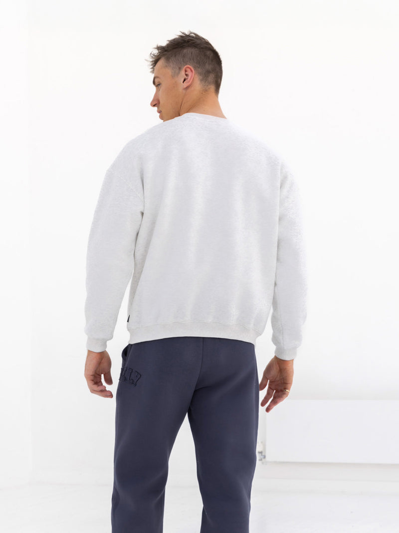 Tonal Varsity Relaxed Sweater - Marl White
