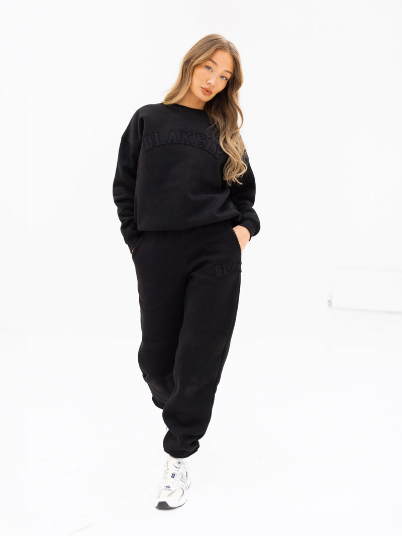 Tonal Varsity Oversized Sweater - Black