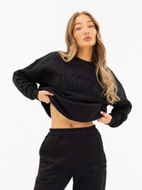 Tonal Varsity Oversized Sweater - Black
