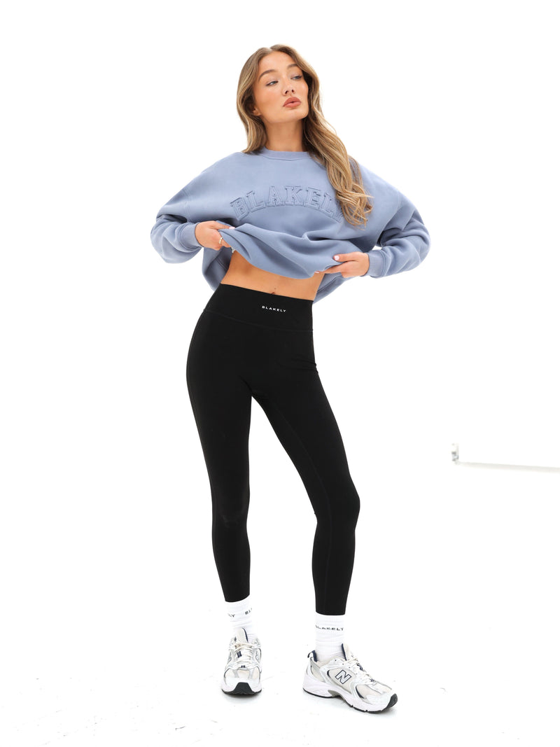 Tonal Varsity Oversized Sweater - Granite Blue