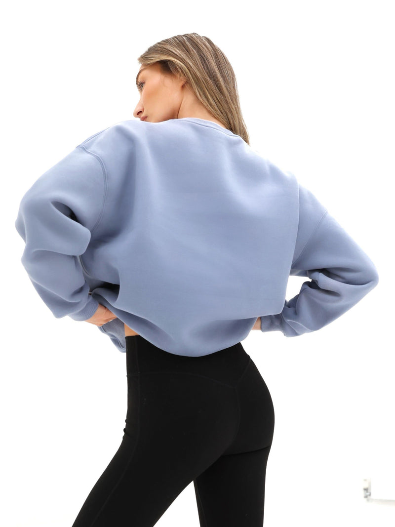 Tonal Varsity Oversized Sweater - Granite Blue