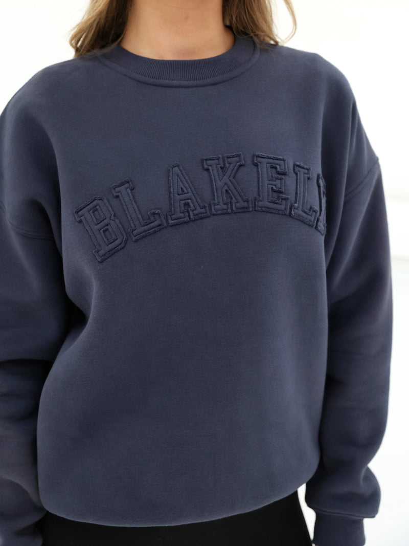 Tonal Varsity Oversized Sweater - True Navy