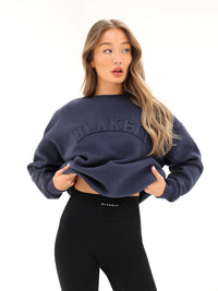 Tonal Varsity Oversized Sweater - True Navy