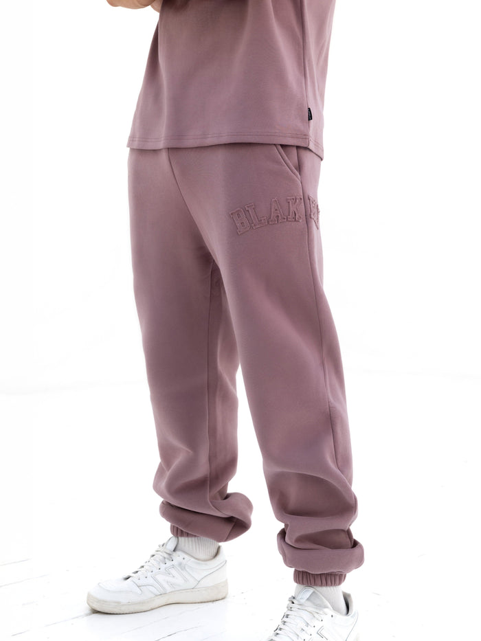 Tonal Varsity Relaxed Sweatpants - Soft Mauve
