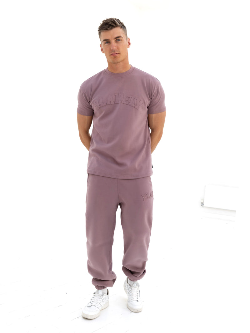 Tonal Varsity Relaxed Sweatpants - Soft Mauve