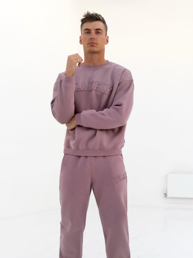 Tonal Varsity Relaxed Sweatpants - Soft Mauve