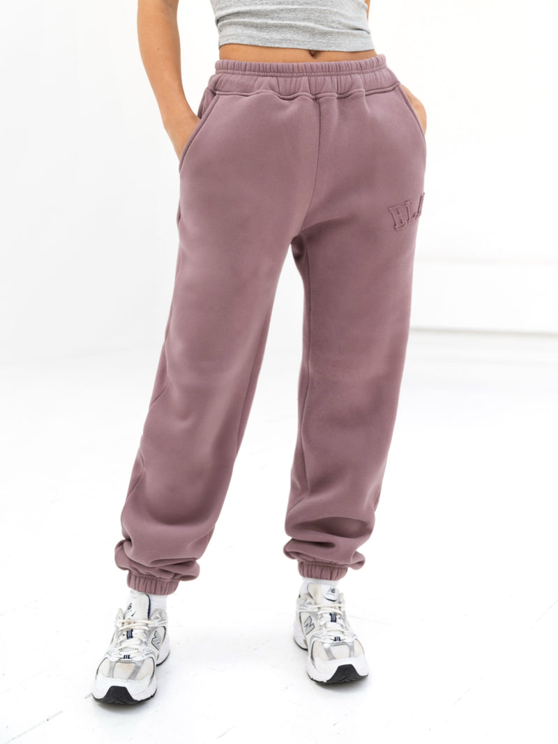 Tonal Varsity Sweatpants - Soft Mauve