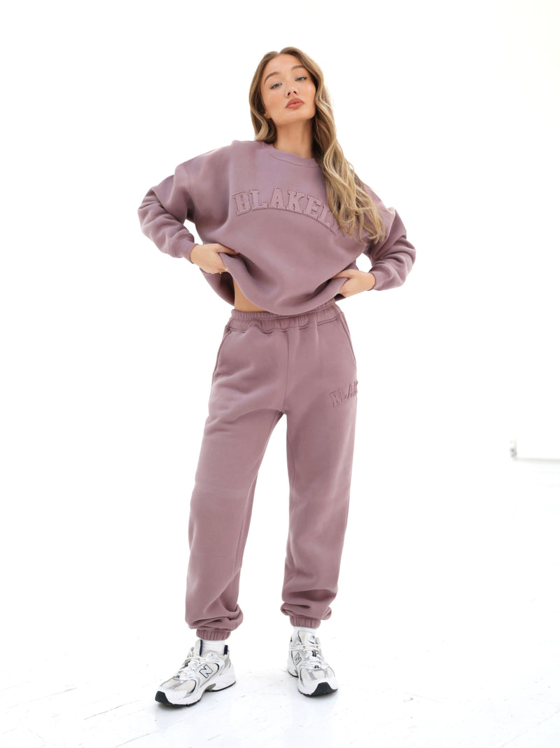 Tonal Varsity Sweatpants - Soft Mauve