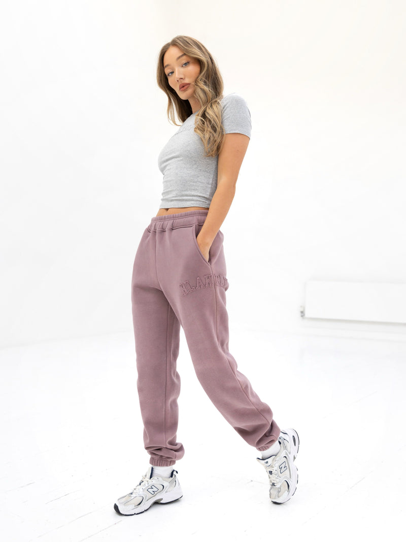 Tonal Varsity Sweatpants - Soft Mauve