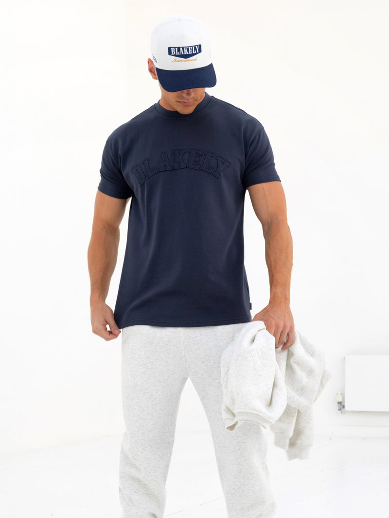 Tonal Varsity Relaxed T-Shirt - True Navy