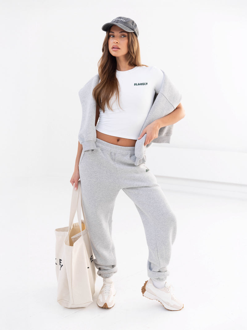 Cloud Print Sweatpants - Marl White