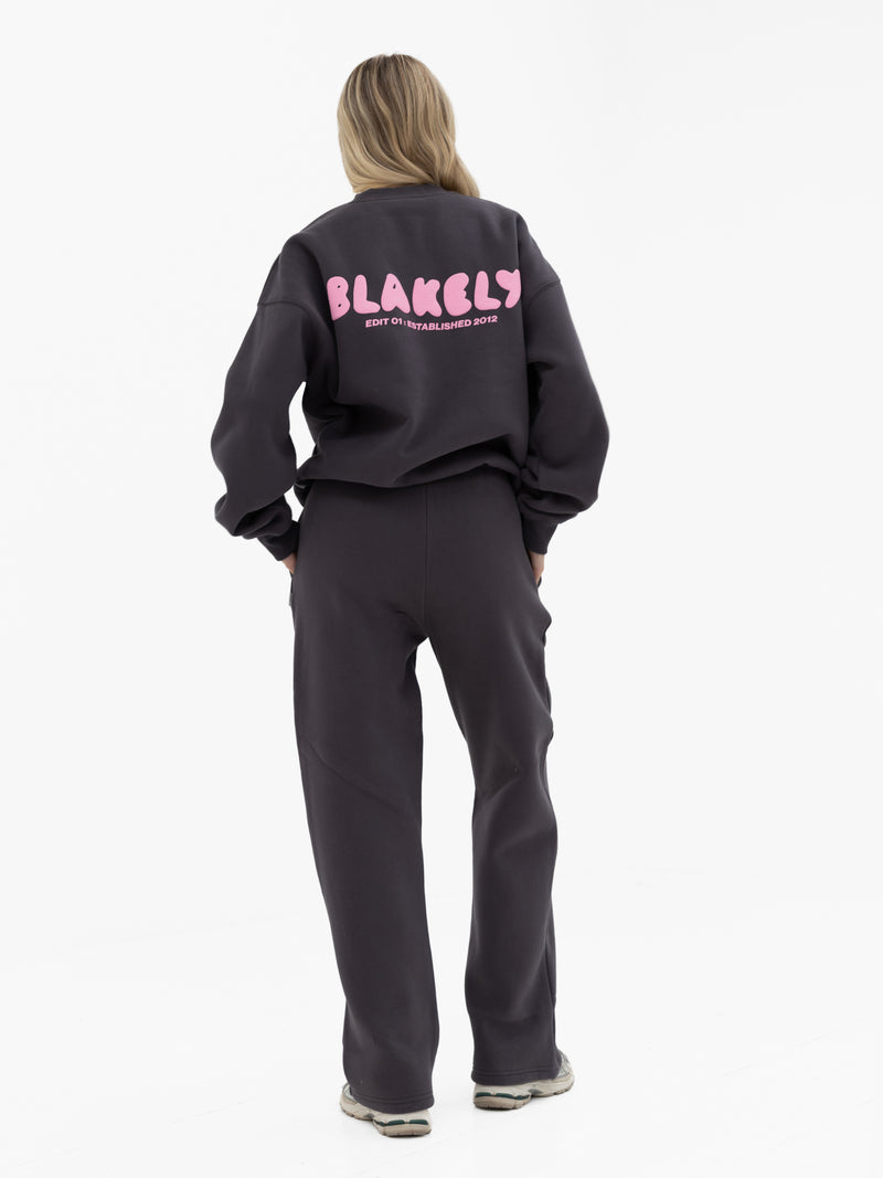 Cloud Print Wide Leg Sweatpants - Graphite