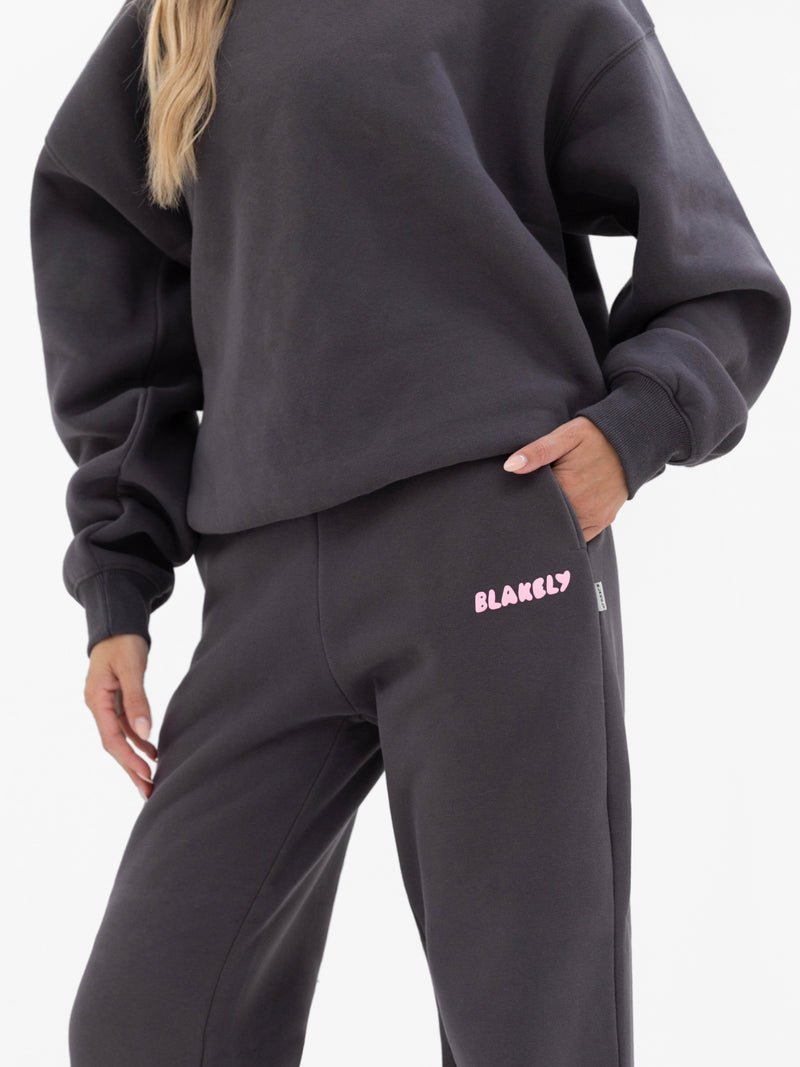 Cloud Print Wide Leg Sweatpants - Graphite