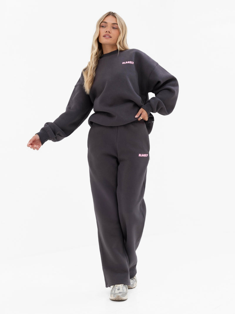 Cloud Print Wide Leg Sweatpants - Graphite