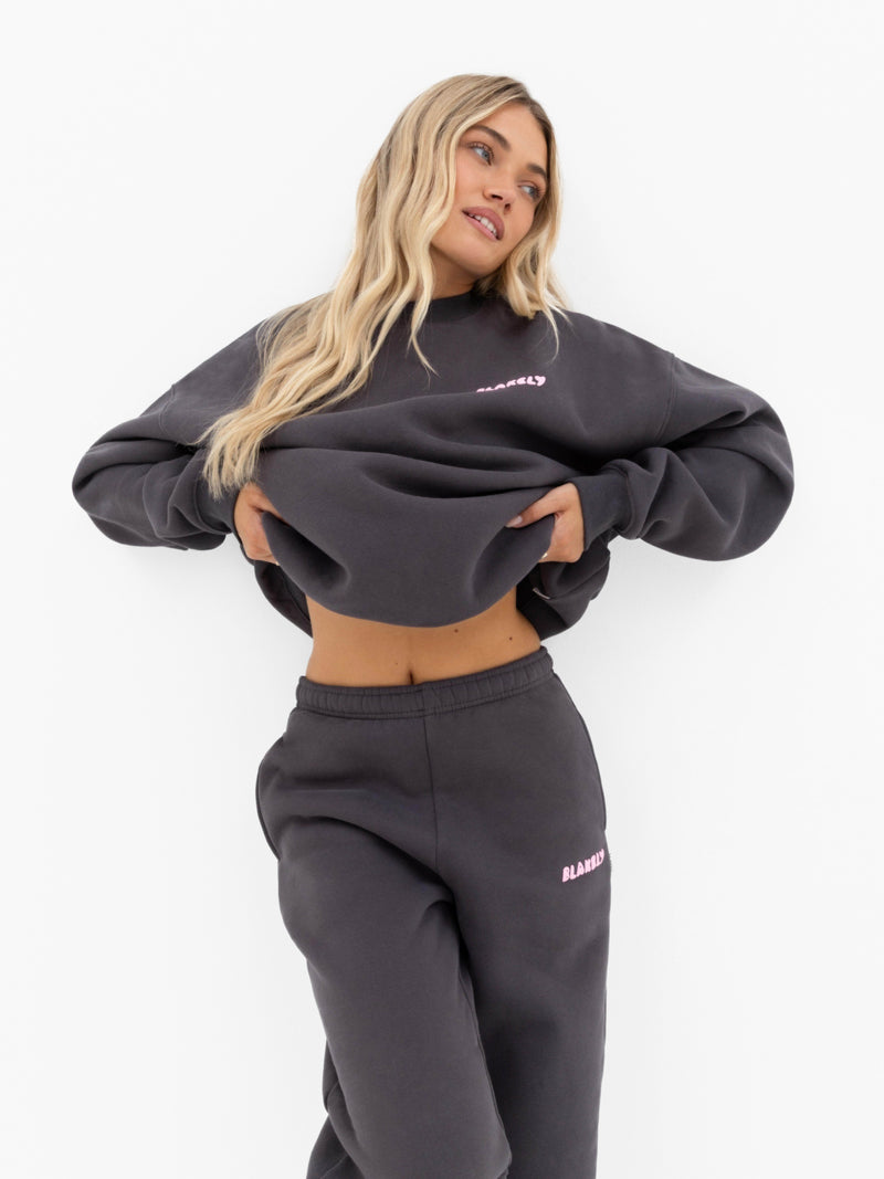 Cloud Print Oversized Sweater - Graphite