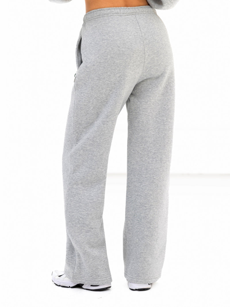 Cloud Print Wide Leg Sweatpants - Marl Grey