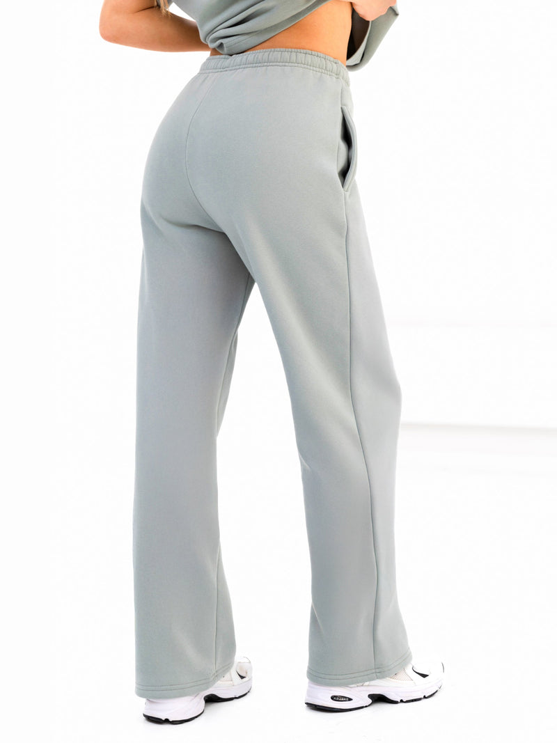 Cloud Print Wide Leg Sweatpants - Mineral Blue
