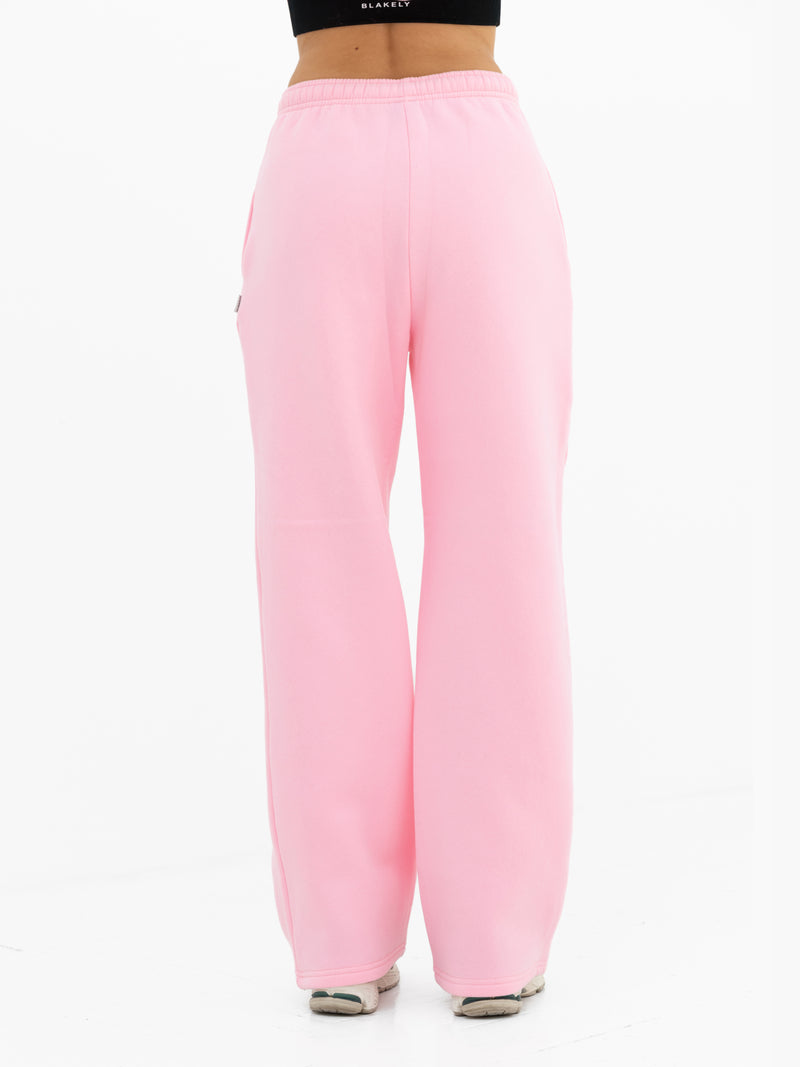 Cloud Print Wide Leg Sweatpants - Powder Pink