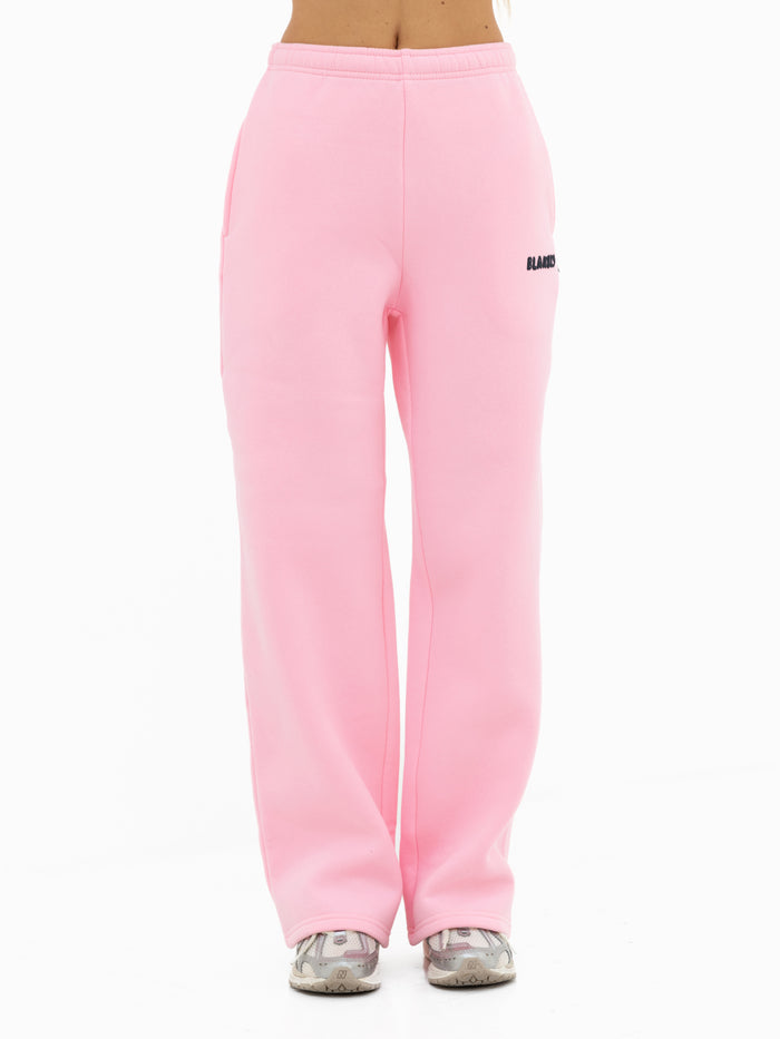 Cloud Print Wide Leg Sweatpants - Powder Pink