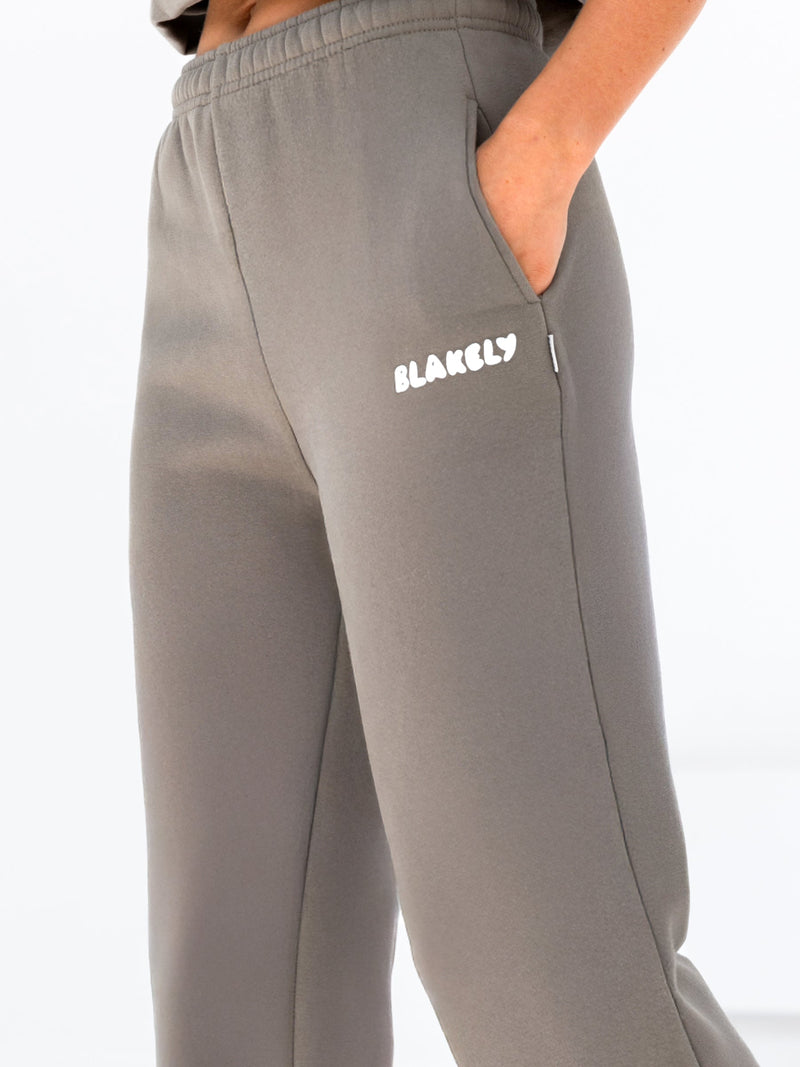 Cloud Print Wide Leg Sweatpants - Safari Green