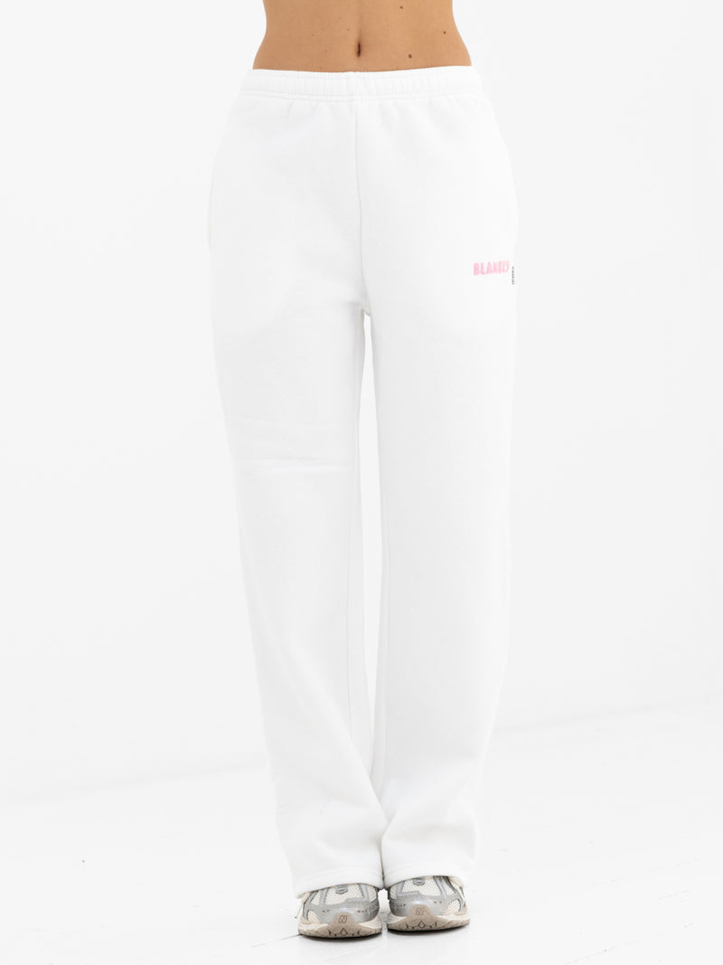 Cloud Print Wide Leg Sweatpants - Flat White & Powder Pink