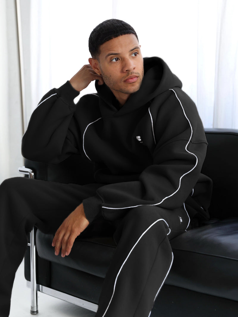 Seam Relaxed Hoodie - Black