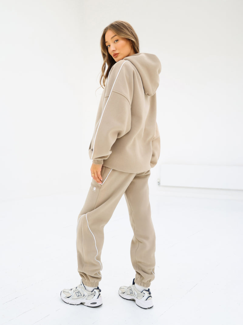 Seam Oversized Hoodie & Sweatpants Set - Washed Khaki