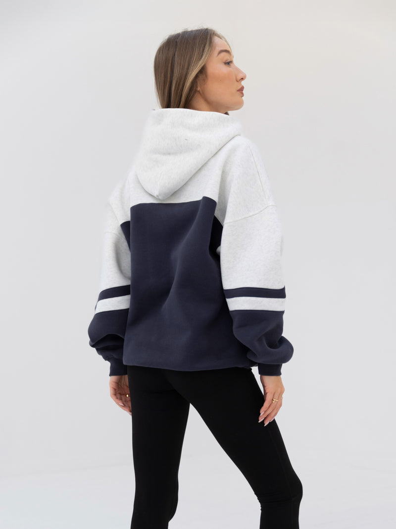 Curved Panel Oversized Hoodie - True Navy