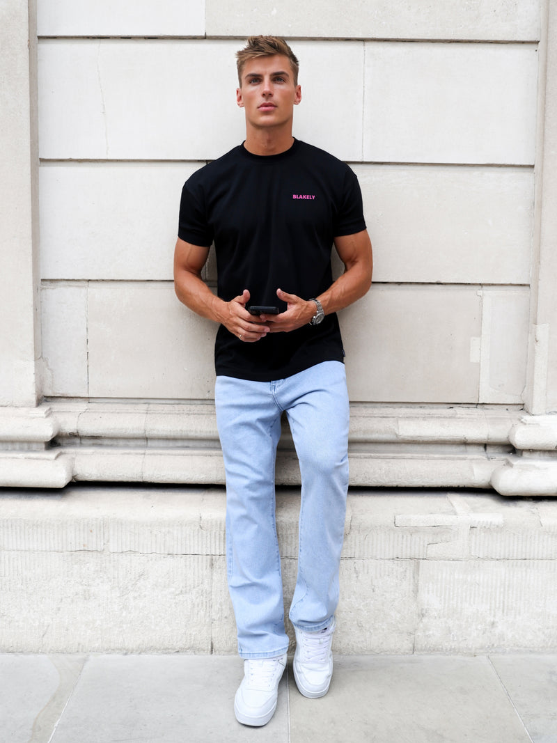 Arlo Unfitted T-Shirt - Black & Pink