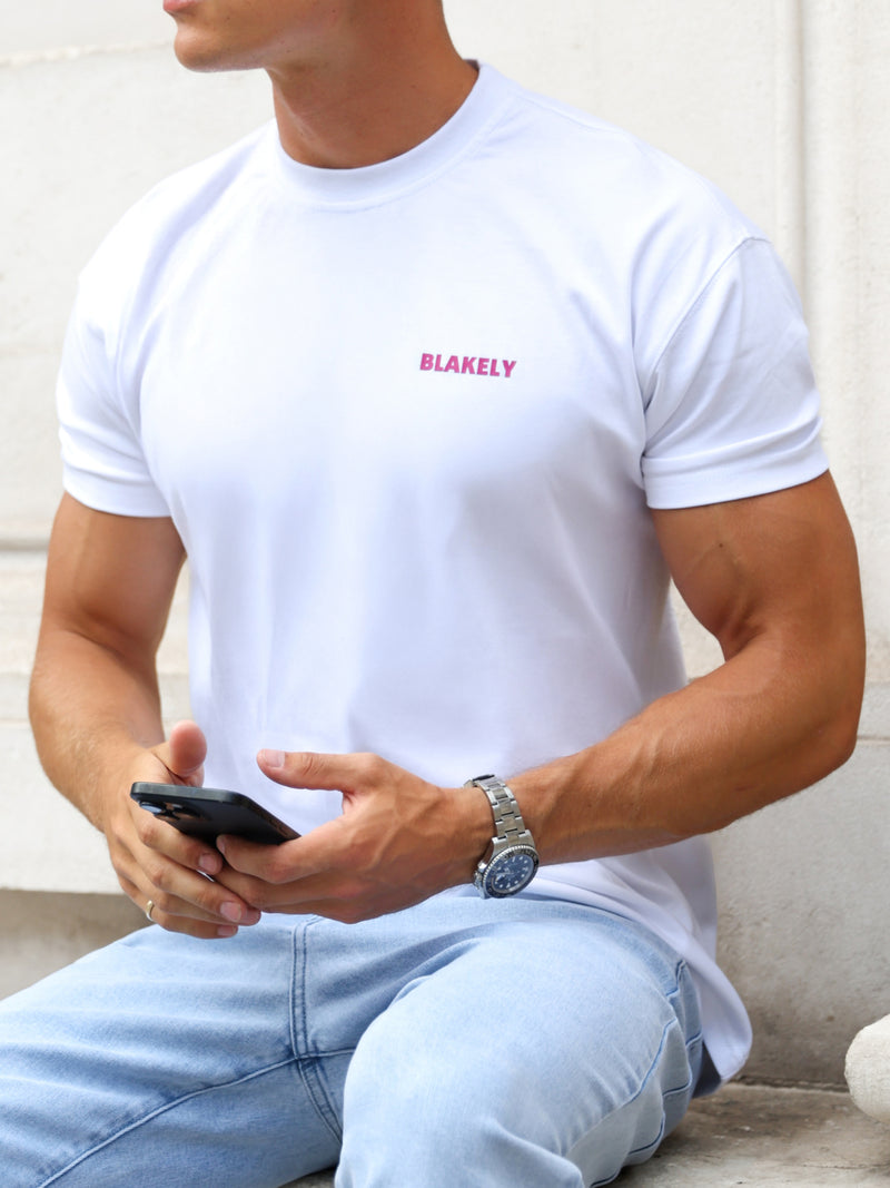Arlo Unfitted T-Shirt - White & Pink