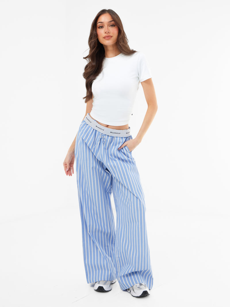 Kiara Stripe Trousers - Blue