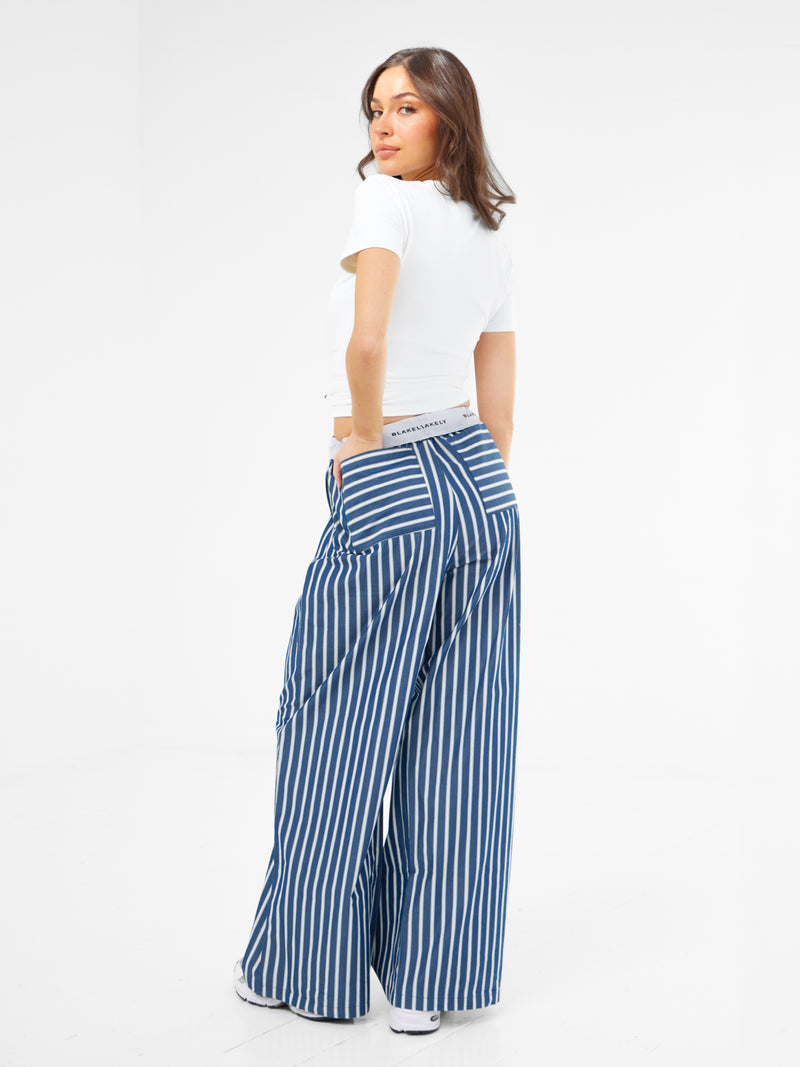 Kiara Stripe Trousers - Navy