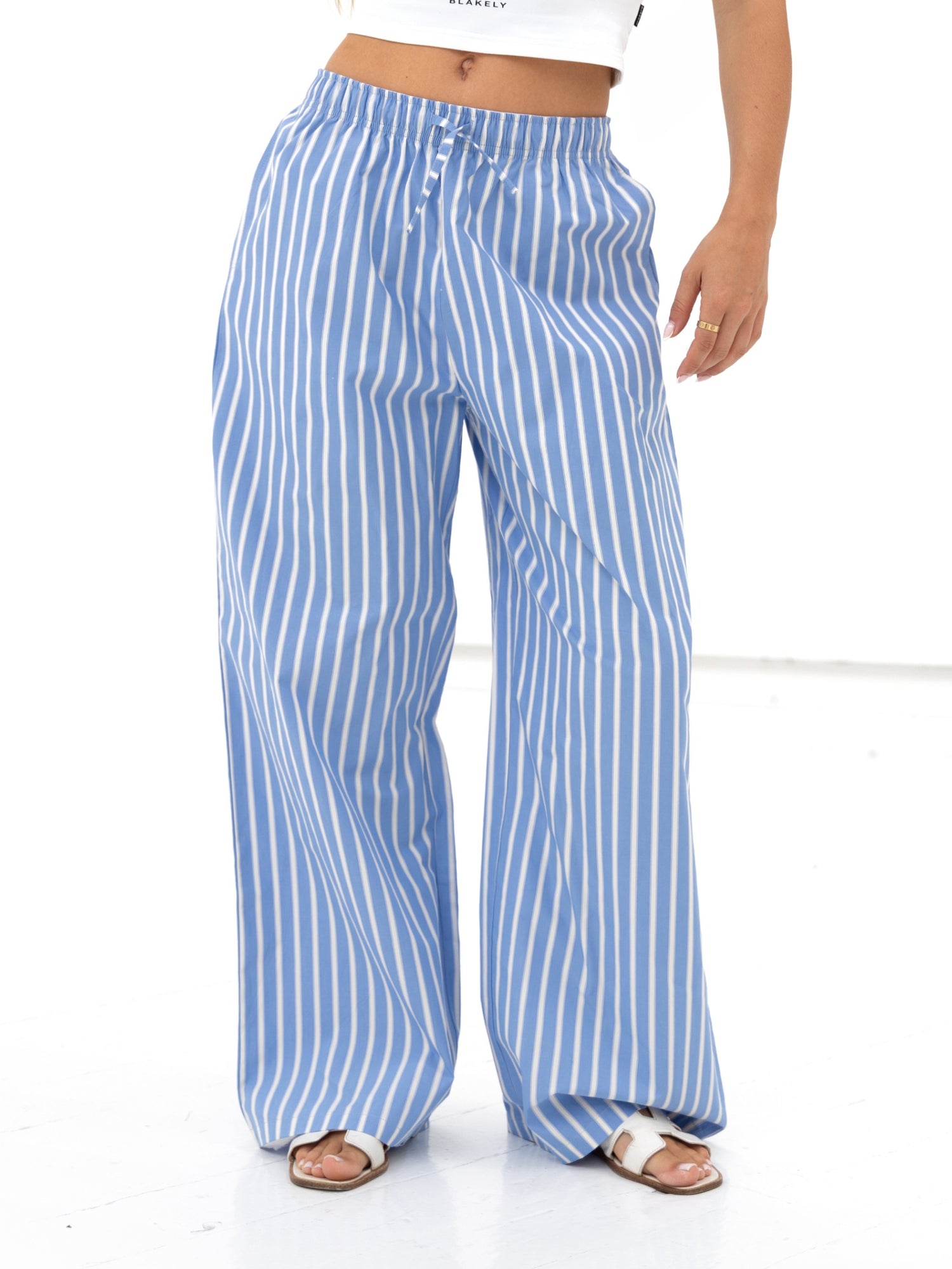 Buy Blakely Womens Blue Kiara Stripe Trousers | Free delivery on