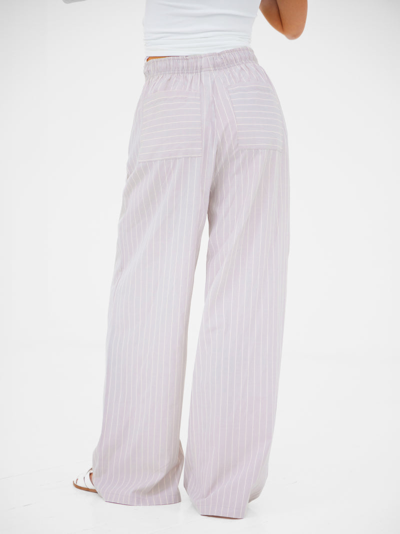 Elodie Stripe Trousers - Light Lilac