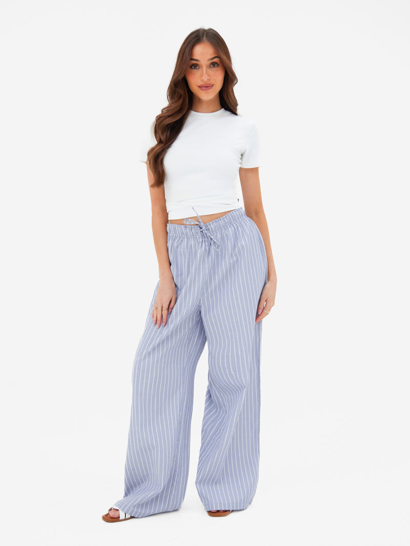 Elodie Stripe Trousers - Navy