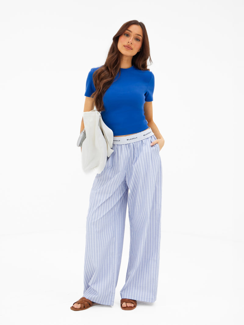 Elodie Stripe Trousers - Navy