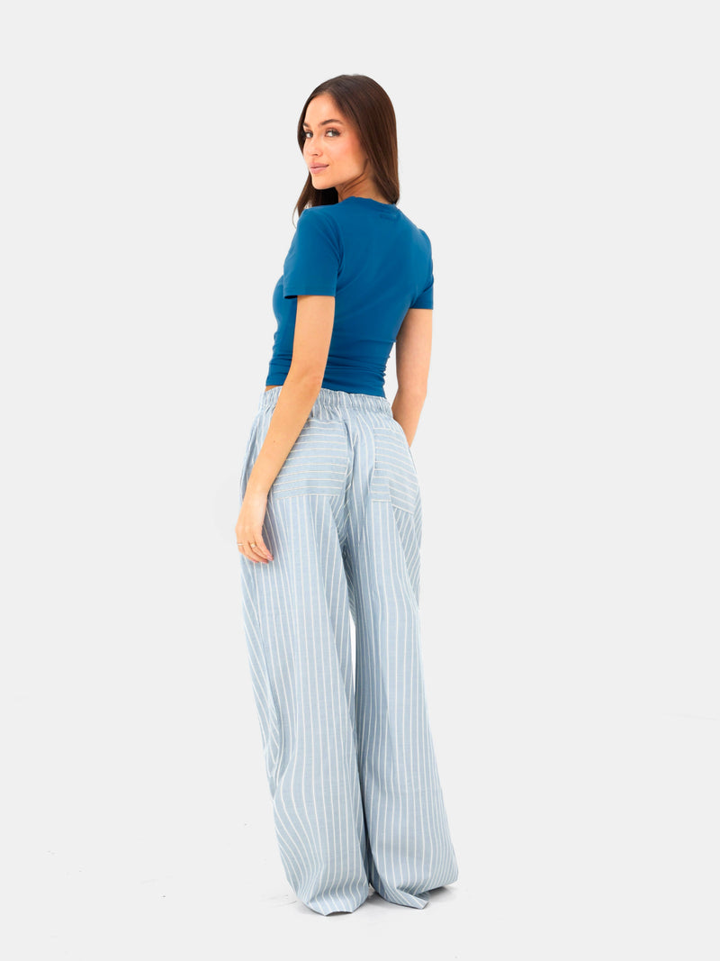 Elodie Stripe Trousers - Teal