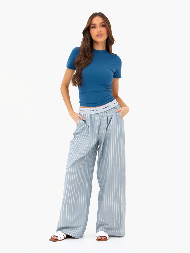 Elodie Stripe Trousers - Teal