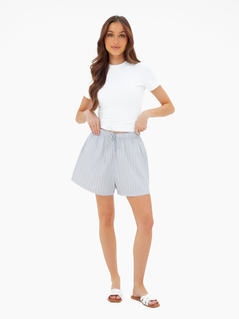 Elodie Stripe Shorts - Grey