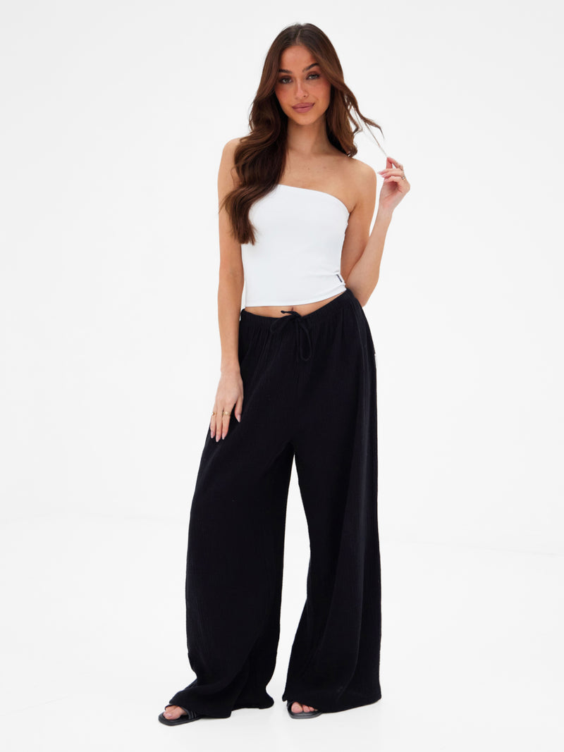 Mila Wide Leg Trousers - Black