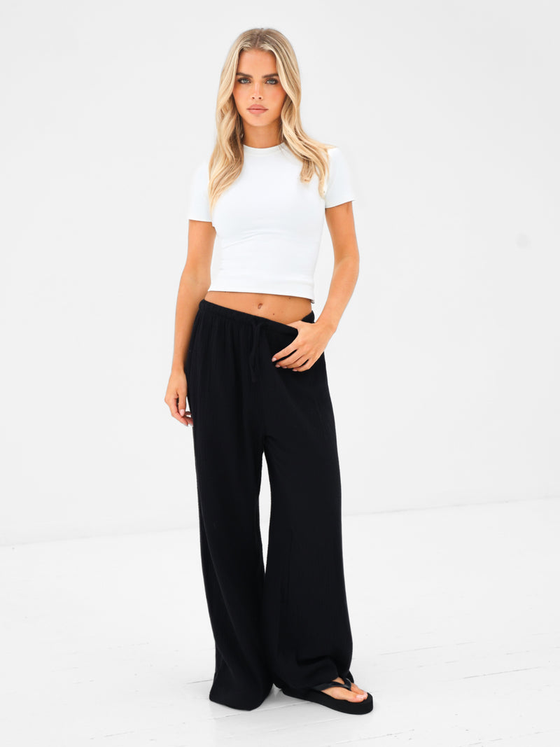 Mila Wide Leg Trousers - Black