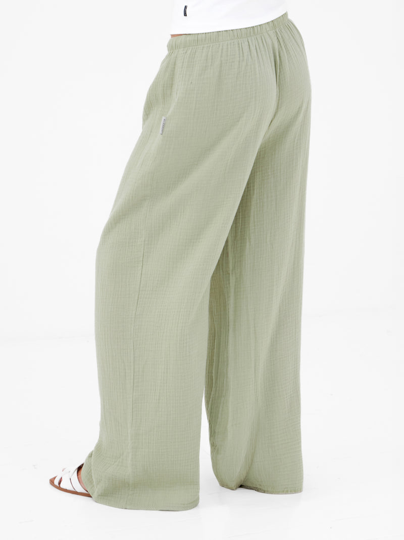 Mila Wide Leg Trousers - Soft Sage