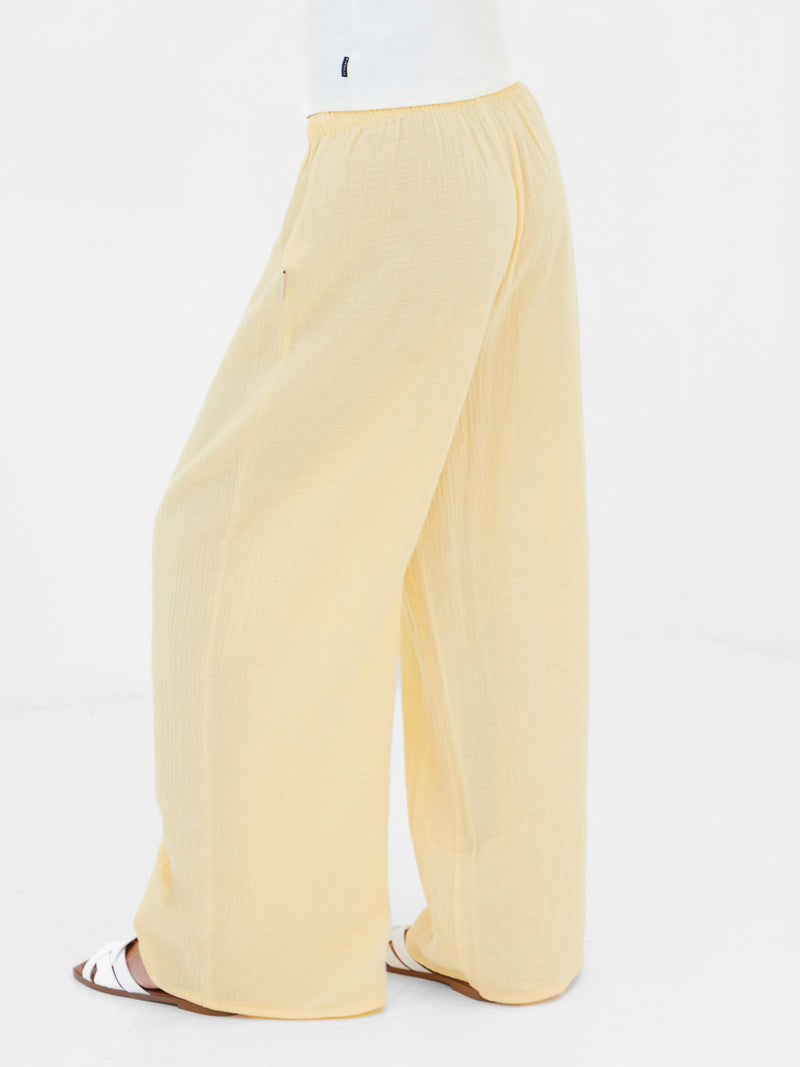Mila Wide Leg Trousers - Butter Yellow