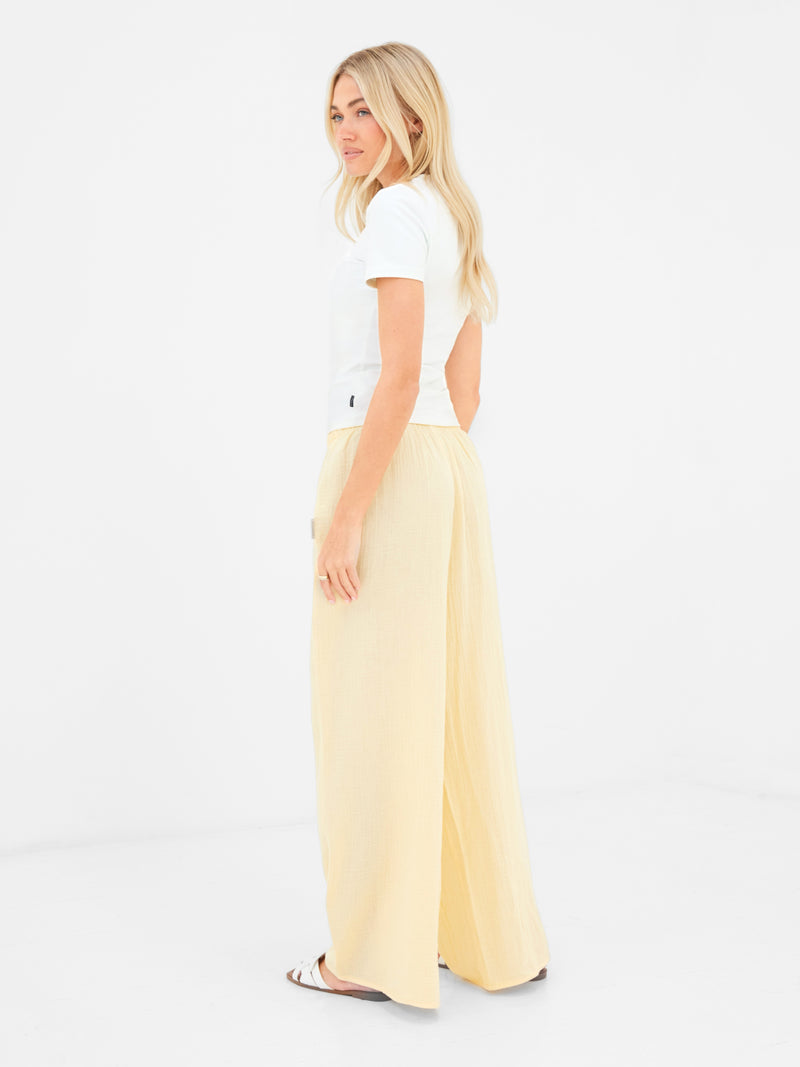 Mila Wide Leg Trousers - Butter Yellow