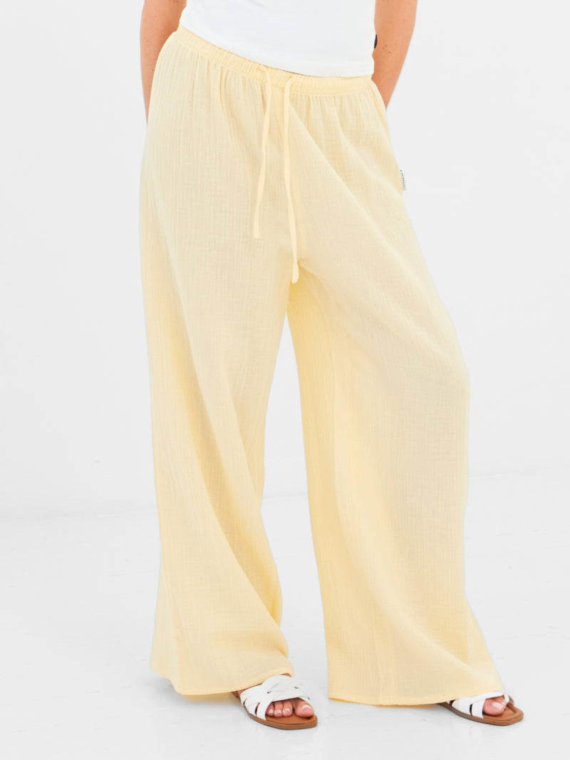 Mila Wide Leg Trousers - Butter Yellow