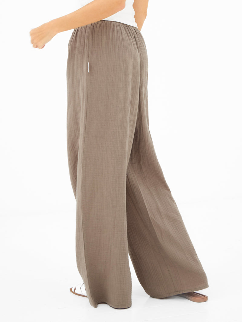 Mila Wide Leg Trousers - Tan