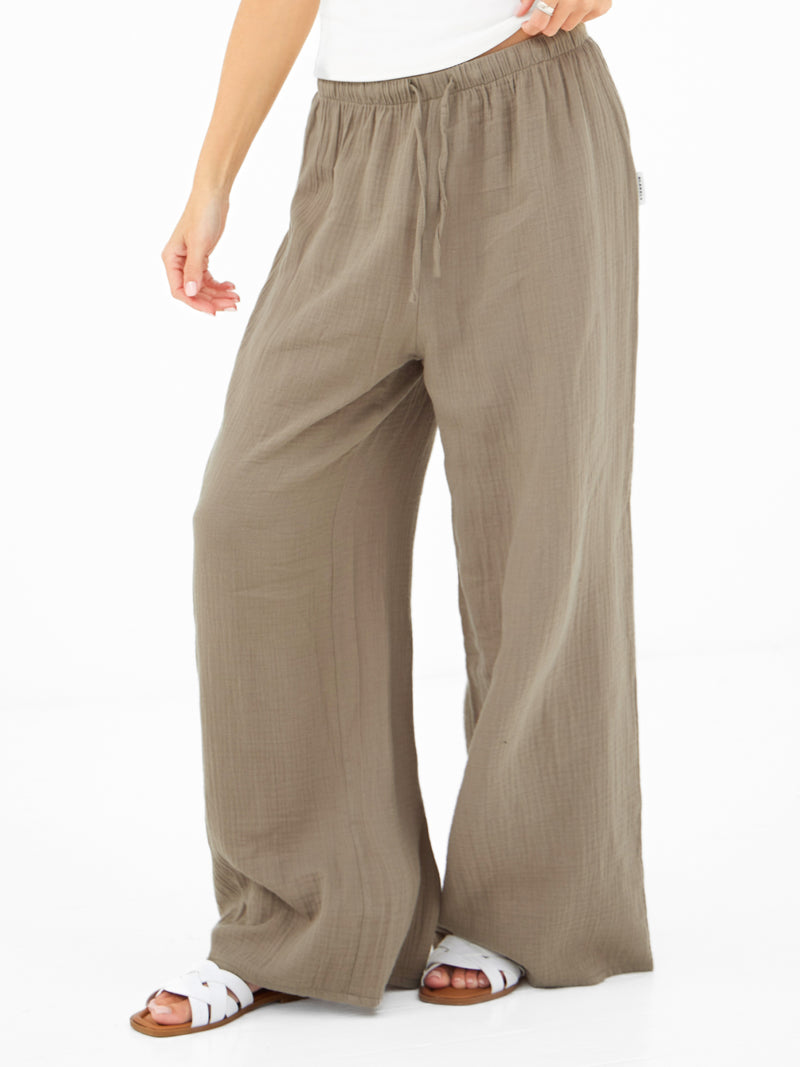Mila Wide Leg Trousers - Taupe