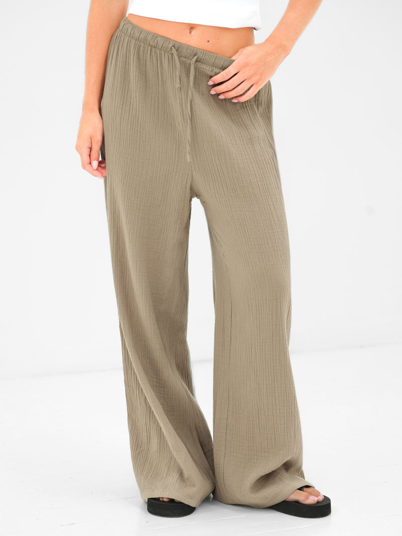 Mila Wide Leg Trousers - Taupe