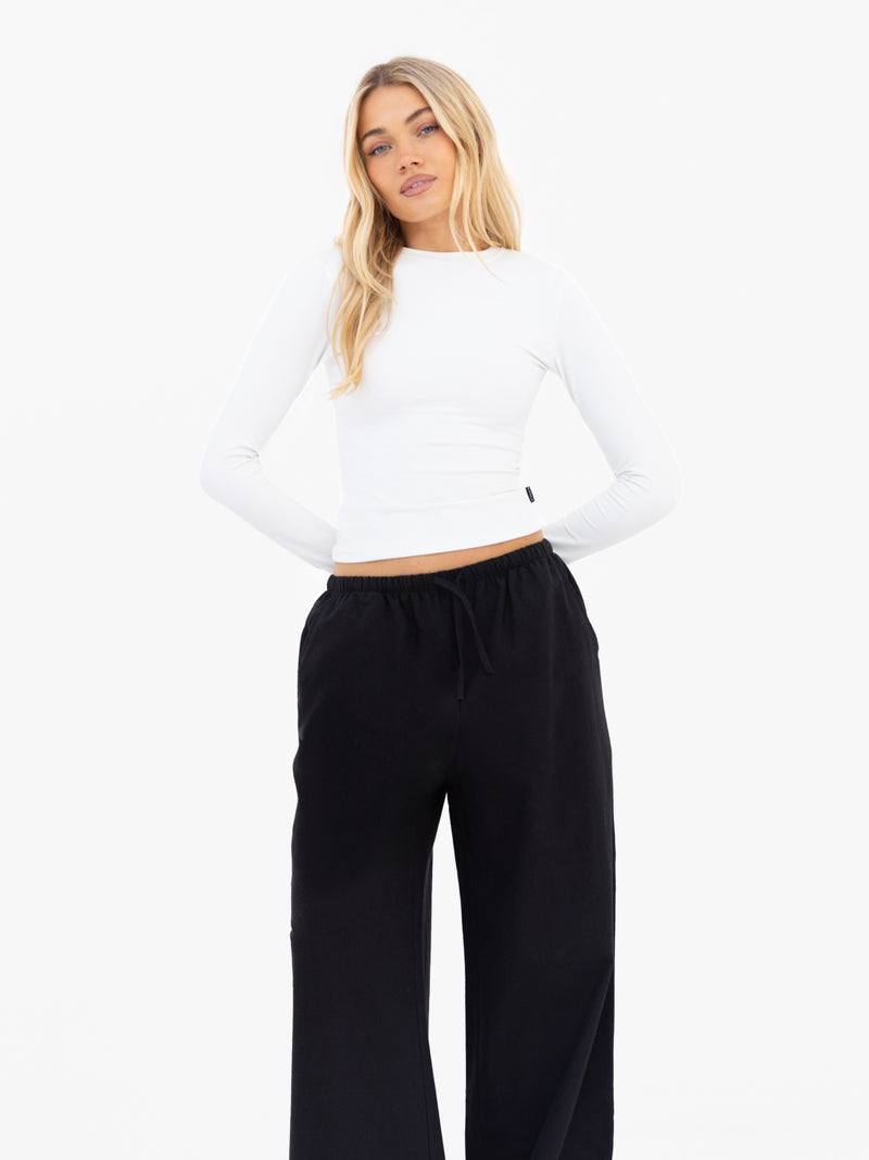 Maya Wide Leg Trousers - Black